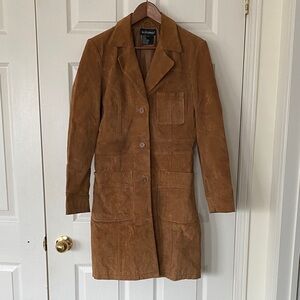 Le Chateau Brown Suede Women's Long Blazer